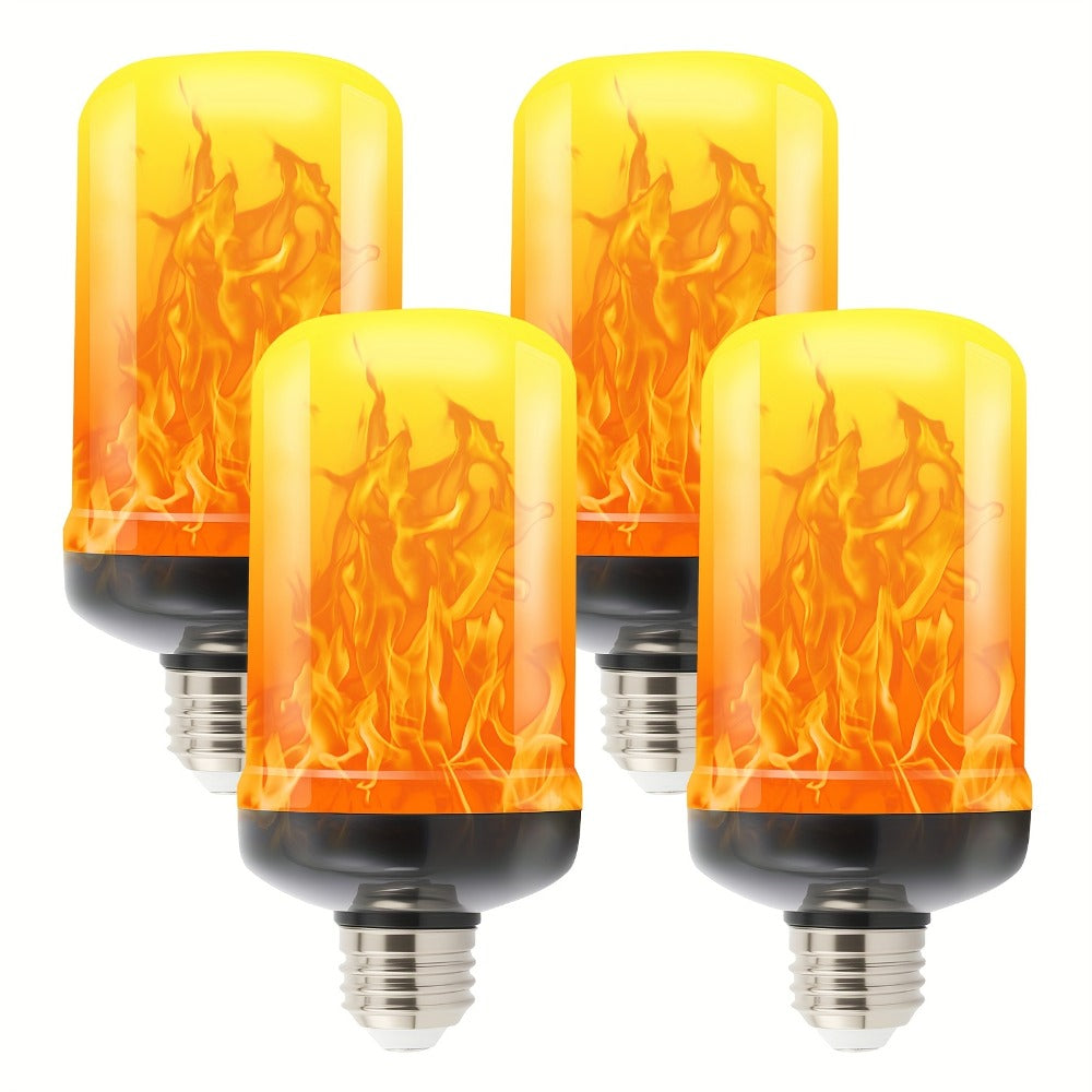 Flame Effect Light Bulb E26 Gravity Flicker 51 LEDs 3W with 4 Modes ¨C Fire Effect Flickering Bulb for Christmas Halloween Indoor Fireplace Decor Atmosphere Lighting, Yellow, 2-Pack