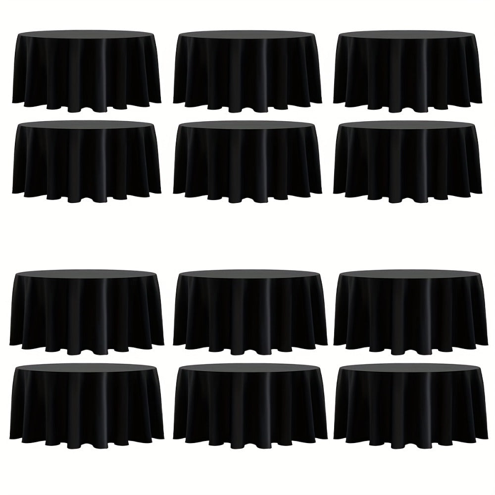 120 Inch Round Tablecloth Bulk Pack ¨C Wrinkle-Free Table Cover for Wedding, Party, Christmas & Halloween, Black or White (6/12/18 Pack)