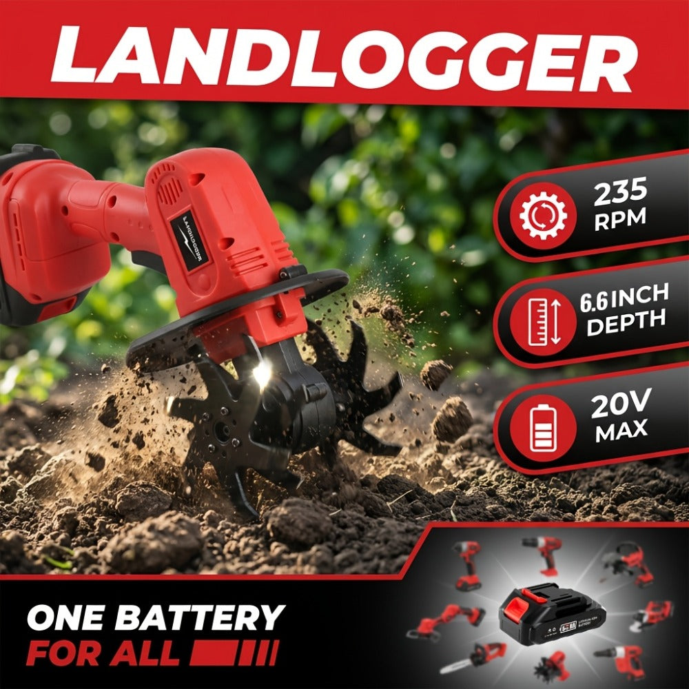 Cordless Electric Cultivator 20V Lightweight Handheld Rotary Tiller ¨C 9-Inch Width 6.6-Inch Depth, 1 or 2 Batteries & Charger, Garden Soil Tiller for Courtyard Farmland Vegetable Garden Raised Bed
