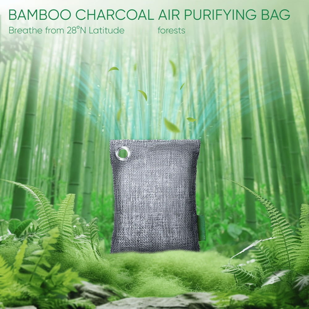 Bamboo Charcoal Air Purifying Bags Odor Absorber Eliminator for Home Car Closet Pet Smoke Room Deodorizer Activated Charcoal Bags Unscented 6 Grids 10 Packs