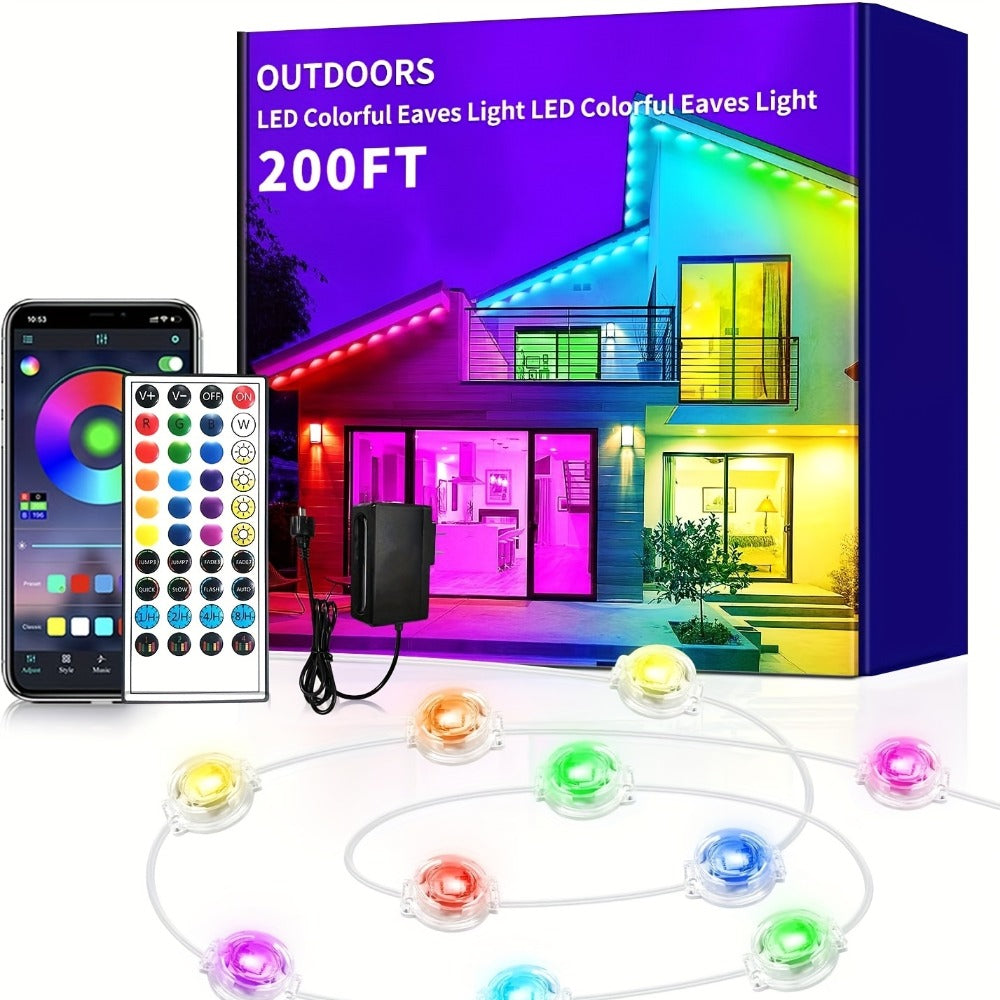 Permanent Outdoor Lights RGB Eave Light IP67 Waterproof | DIY Scene Mode Music Sync Color Changing | Outdoor Decoration Garden Party Holiday Lighting 50FT 100FT 200FT 300FT 400FT