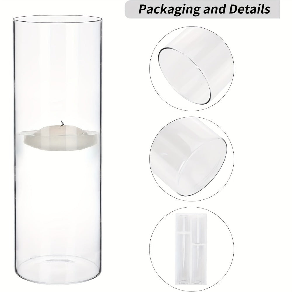 Glass Cylinder Vases Set 12 or 24pcs Clear Tall Flower Vase Candle Holder 4 Sizes for Wedding Centerpieces Home Decor Party Table Decoration DIY Candle Making