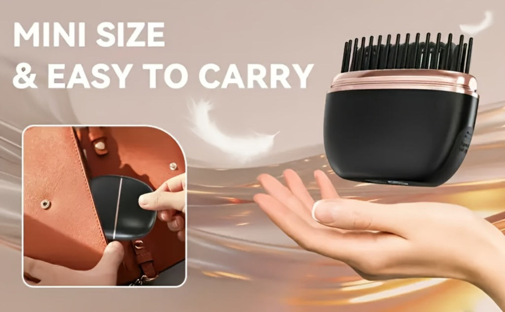 Hair Straightener Comb Mini Wireless USB Rechargeable | Portable Hot Comb Brush for Women | Compact Travel Hair Straightening Brush | Heat-Resistant Lightweight Styling Tool | Women's Gift Idea