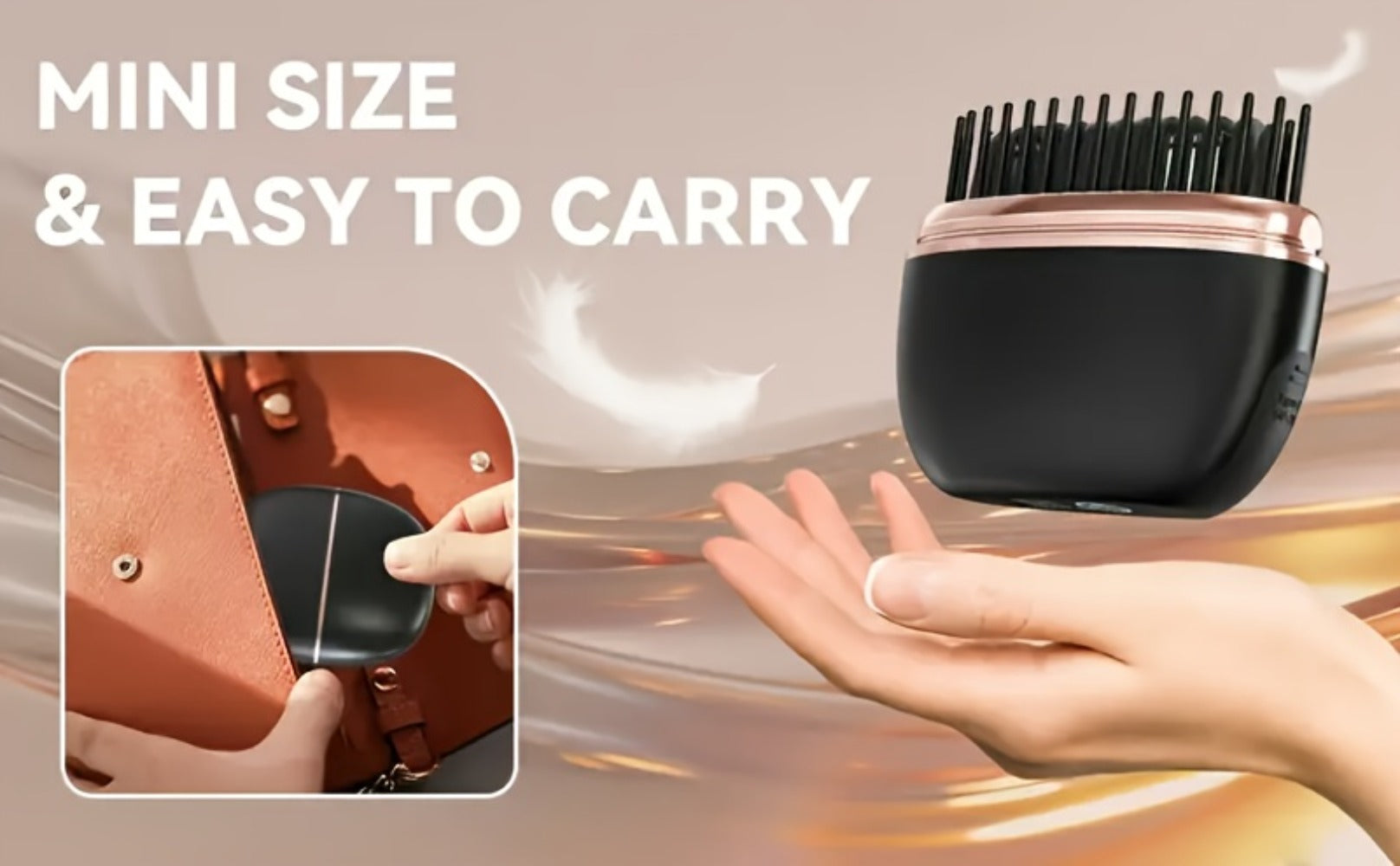 Hair Straightener Comb Mini Wireless USB Rechargeable | Portable Hot Comb Brush for Women | Compact Travel Hair Straightening Brush | Heat-Resistant Lightweight Styling Tool | Women's Gift Idea