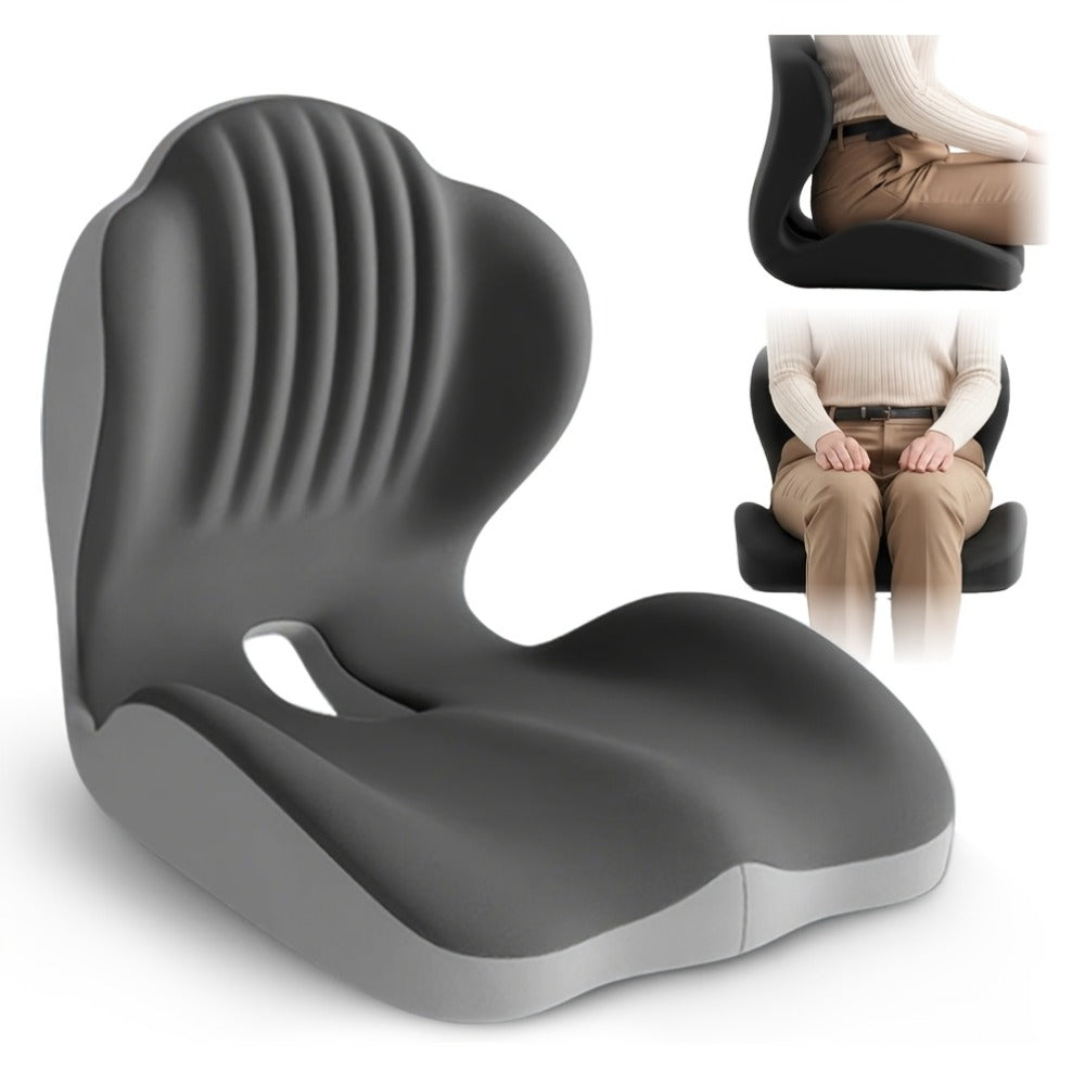 Memory Foam Seat Cushion Ergonomic with Back Support & Breathable Hollow Design ¨C Comfortable Chair Pad for Office, Car Seat & Long Sitting, Unisex Gift