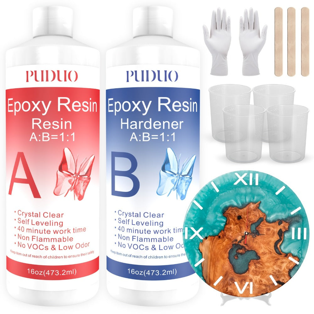 Epoxy Resin Kit Ultra Clear Bubble-Free Self-Leveling ¨C 2-Part Casting & Coating Resin for River Tables Countertops Crafts, Yellowing-Resistant Fast Cure Formula