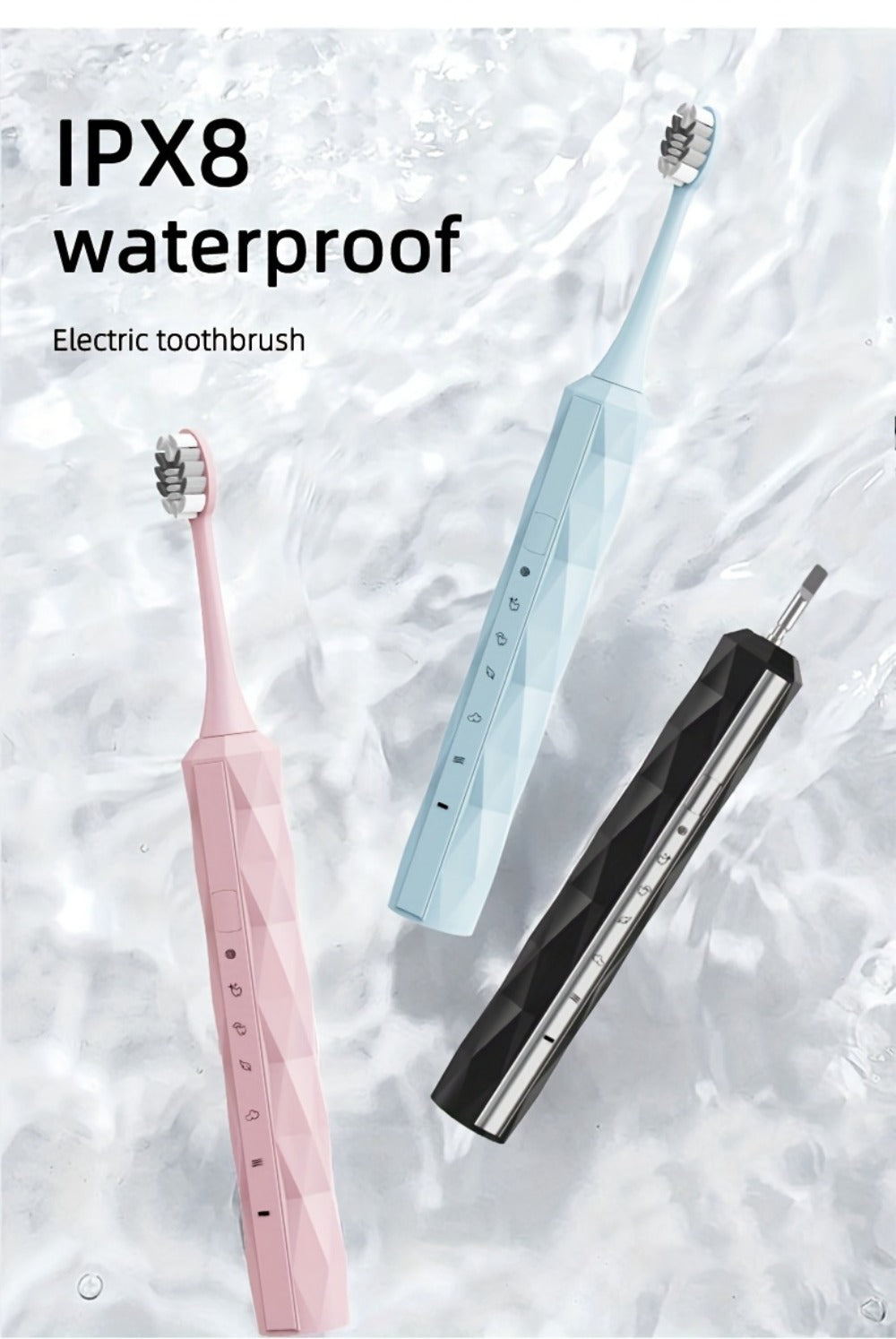 Sonic Electric Toothbrush IPX8 Waterproof ¨C USB Rechargeable, Smart Timer, Metal Handle, 5 Replacement Brush Heads, Soft Bristles for Adults Men & Women ¨C Black & Blue