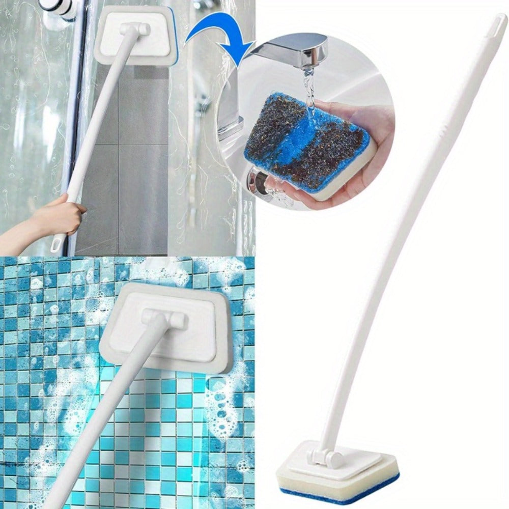 Cleaning Brush Set 16pcs All-Purpose Deep Clean System | 2-in-1 Bath Scrubber & Window Squeegee with 22¡± Extendable Handle | 90¡ã Rotating Head Bathtub Brush Kit for Indoor & Outdoor Surface Cleaning
