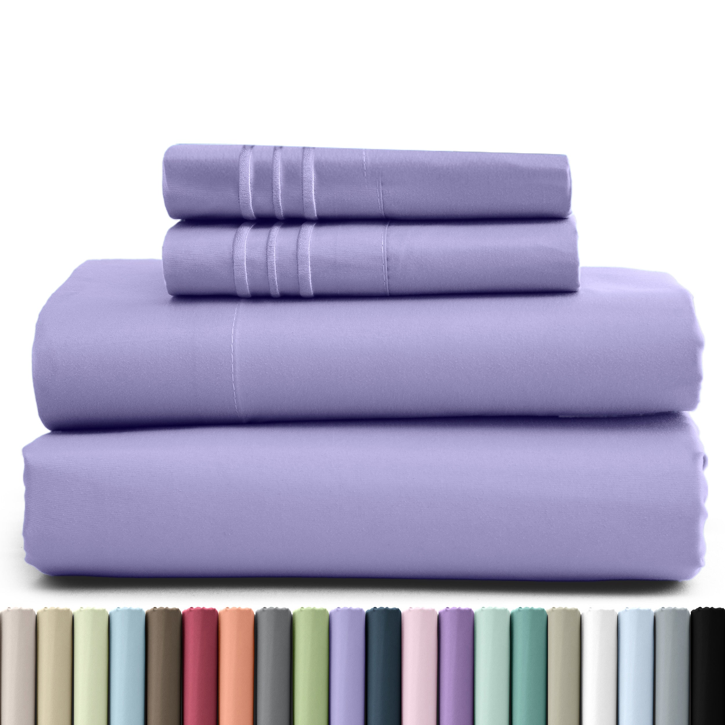 Fitted Sheet Set 4 Piece Microfiber Deep Pocket Bed Sheets - Soft Brushed Bedding Set with Pillowcases, All Season Cooling Sheet Set, 16 Inch Deep Pocket, Multiple Colors & Sizes