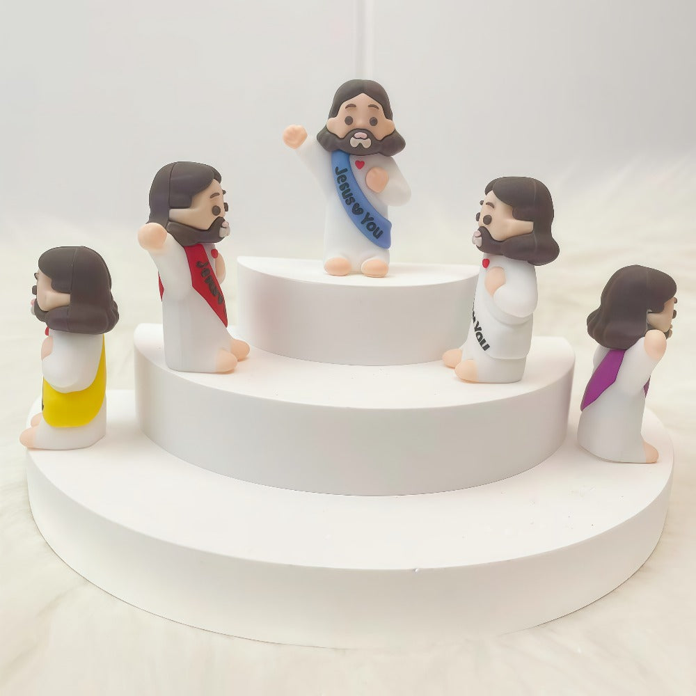 100pcs Mini Jesus Statue Party Favors - Religious Baptism First Communion VBS Crafts Gift Random Color