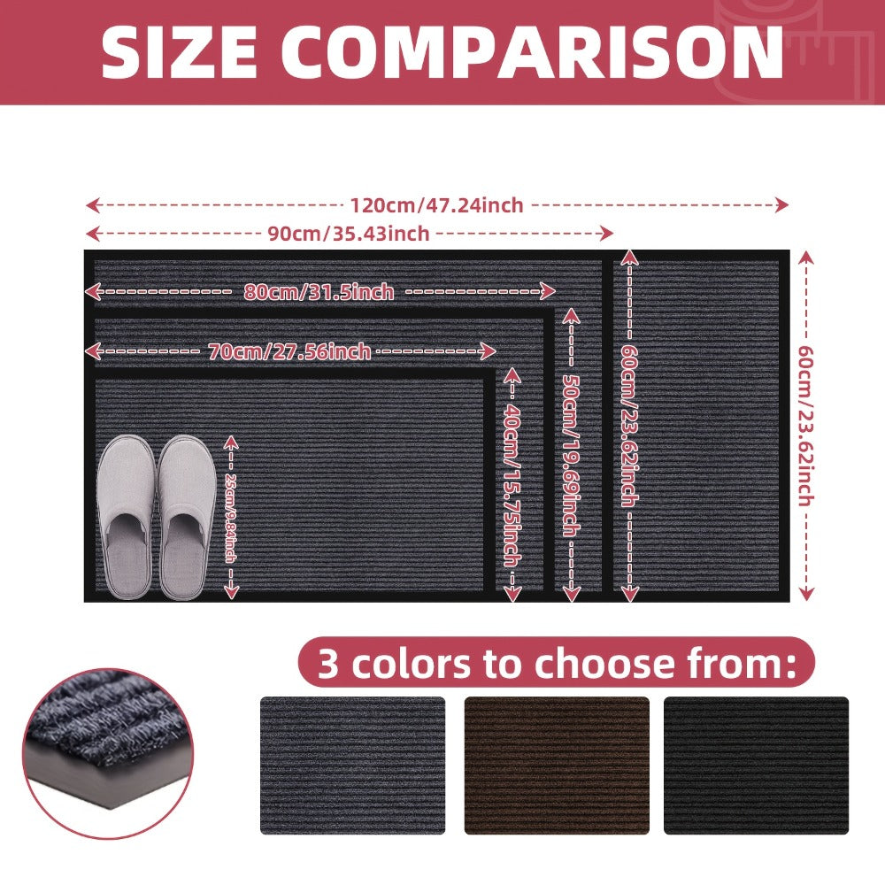 Door Mat 2-Pack Indoor Outdoor Welcome Entryway Rug Non-Slip Low Profile Polyester Floor Mat for Front Door Patio Porch Mudroom