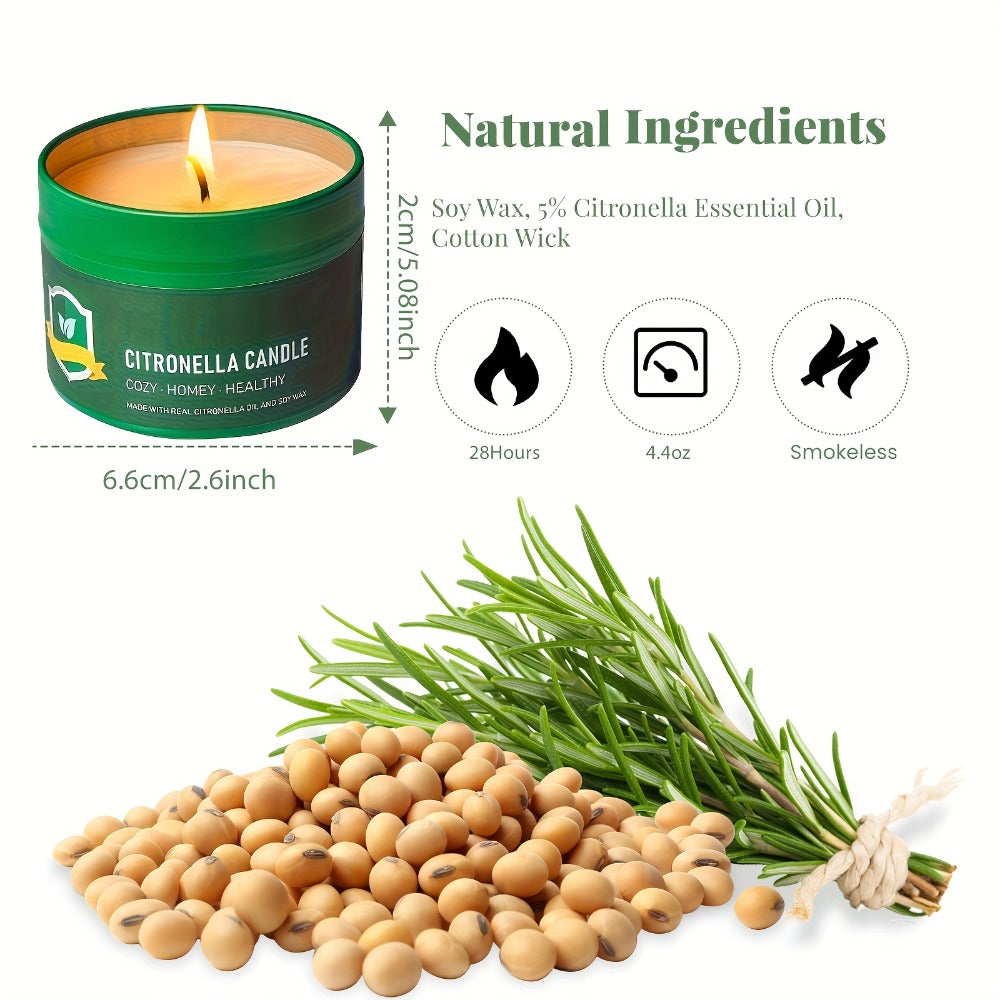Citronella Candles Outdoor 6-Pack 4.4oz Each ¨C 150 Hours Long Burning, Mosquito Repellent Candles Set for Camping, Patio, BBQ, Garden, Yard, Deck & Lanai ¨C Father¡¯s Day Gift Idea