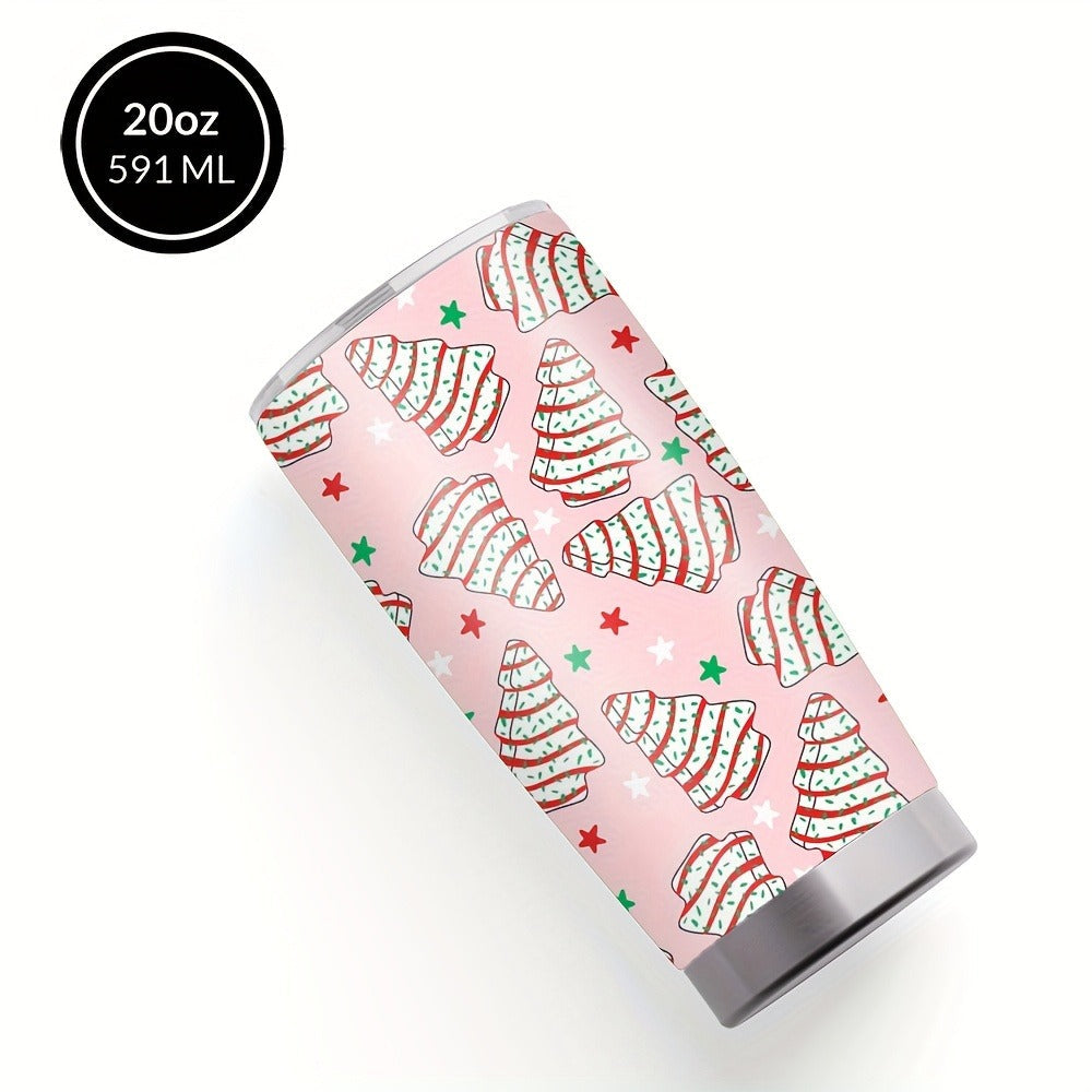 Insulated Coffee Mug 20oz Christmas Tree Cookie Design Stainless Steel Tumbler with Lid & Straw Travel Cup Hot Cold Drinks Gift for Women Birthday Holiday