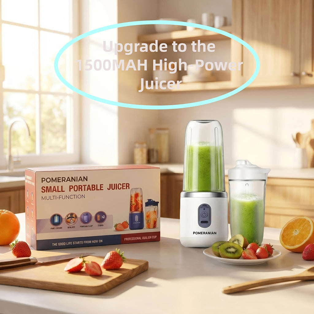 Portable Blender Juicer Double Cup 1500mAh Rechargeable ¨C Food-Grade ABS Multifunctional Fruit Vegetable Juicer | USB Charging Gift Box | Blue Pink White Summer Kitchen Essential