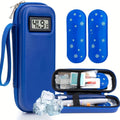 Insulin Travel Case with Temperature Monitor 2 TSA Approved Ice Packs Portable Diabetic Bag for Insulin Pens Syringes Medication Diabetes Essentials Blue Green Black