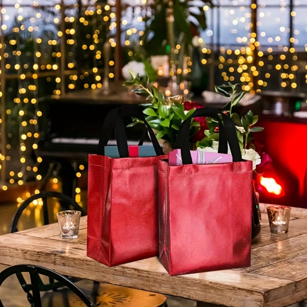 Gift Bags Bulk 24pcs Mixed Colors Glossy Finish | Reusable Shiny Party Favor Bags 8x10x4 in Pink Red Purple Blue Green ¨C Birthday Goodie Bags Christmas Holiday Wedding Baby Shower