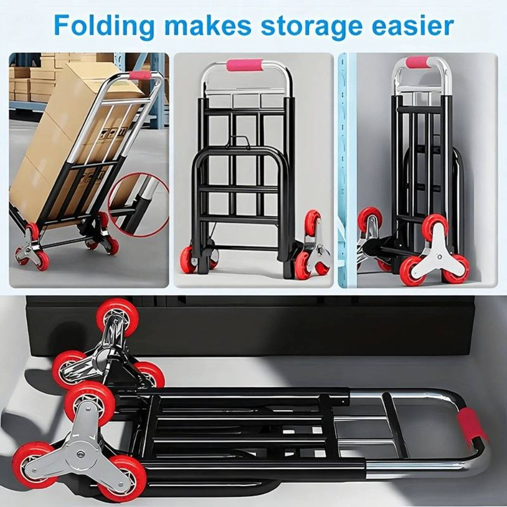 Folding Hand Truck Stair Climbing Wheels Heavy Duty 220 450 680 LBS Capacity Compact Collapsible Handcart Dolly for Home Warehouse Grocery Moving Office Material Handling