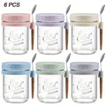 Overnight Oats Cups with Flip-Top Lids Meal Prep Jars Portable Containers for Cereal Yogurt Smoothies On-the-Go Meals Set of 4 or 6 Packs