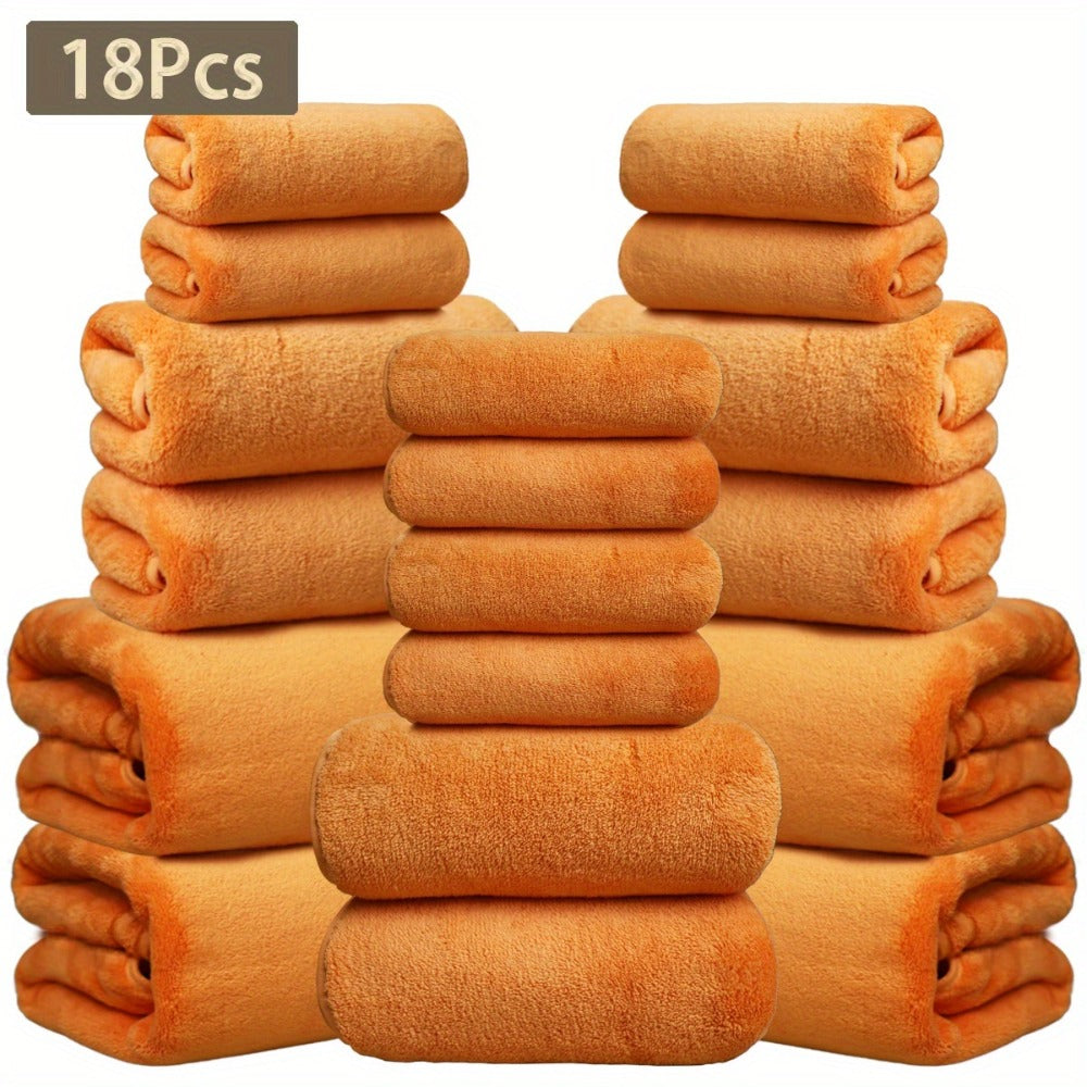 Coral Velvet Bath Towel Set 18pcs ¨C 4 Bath Towels 4 Hand Towels 10 Washcloths Hotel Quality Soft Absorbent