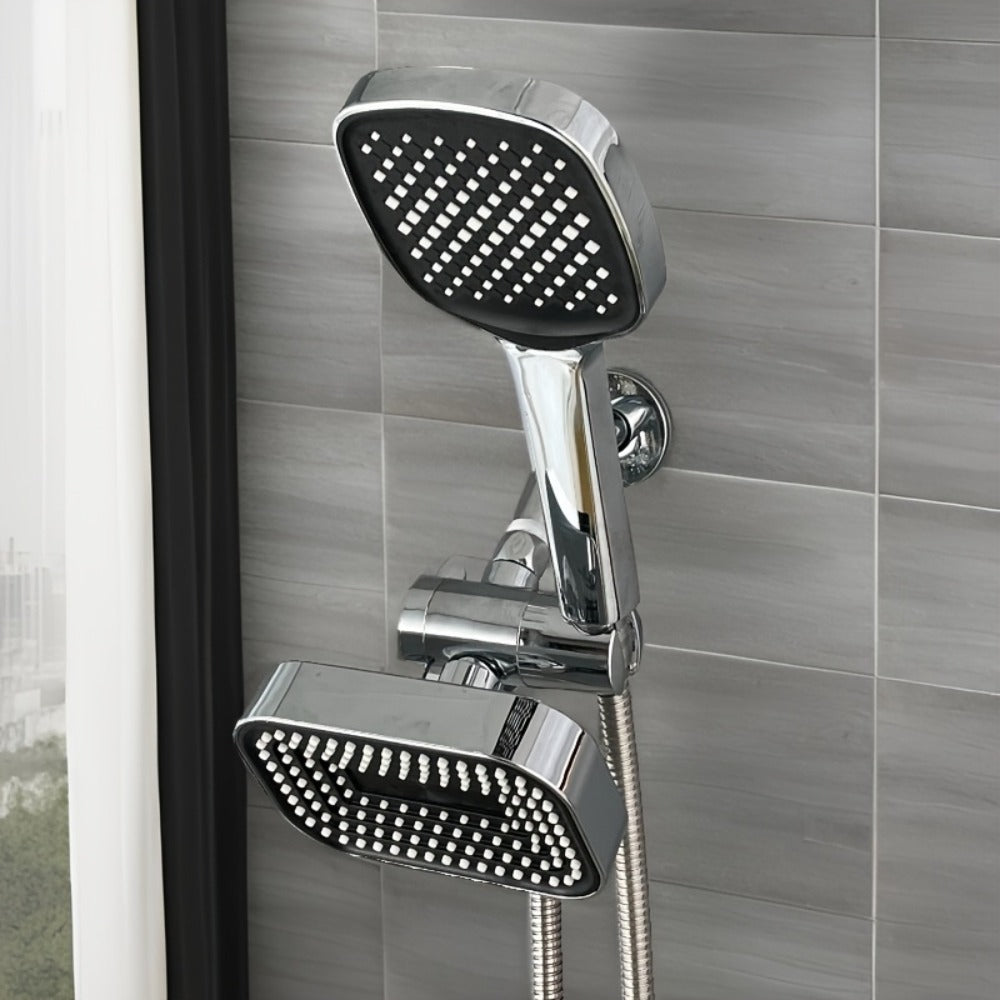 2-in-1 High Pressure Handheld Shower Head Set with Rain Showerhead ¨C Long Hose T-Valve ABS Wall Mount Bathroom Upgrade
