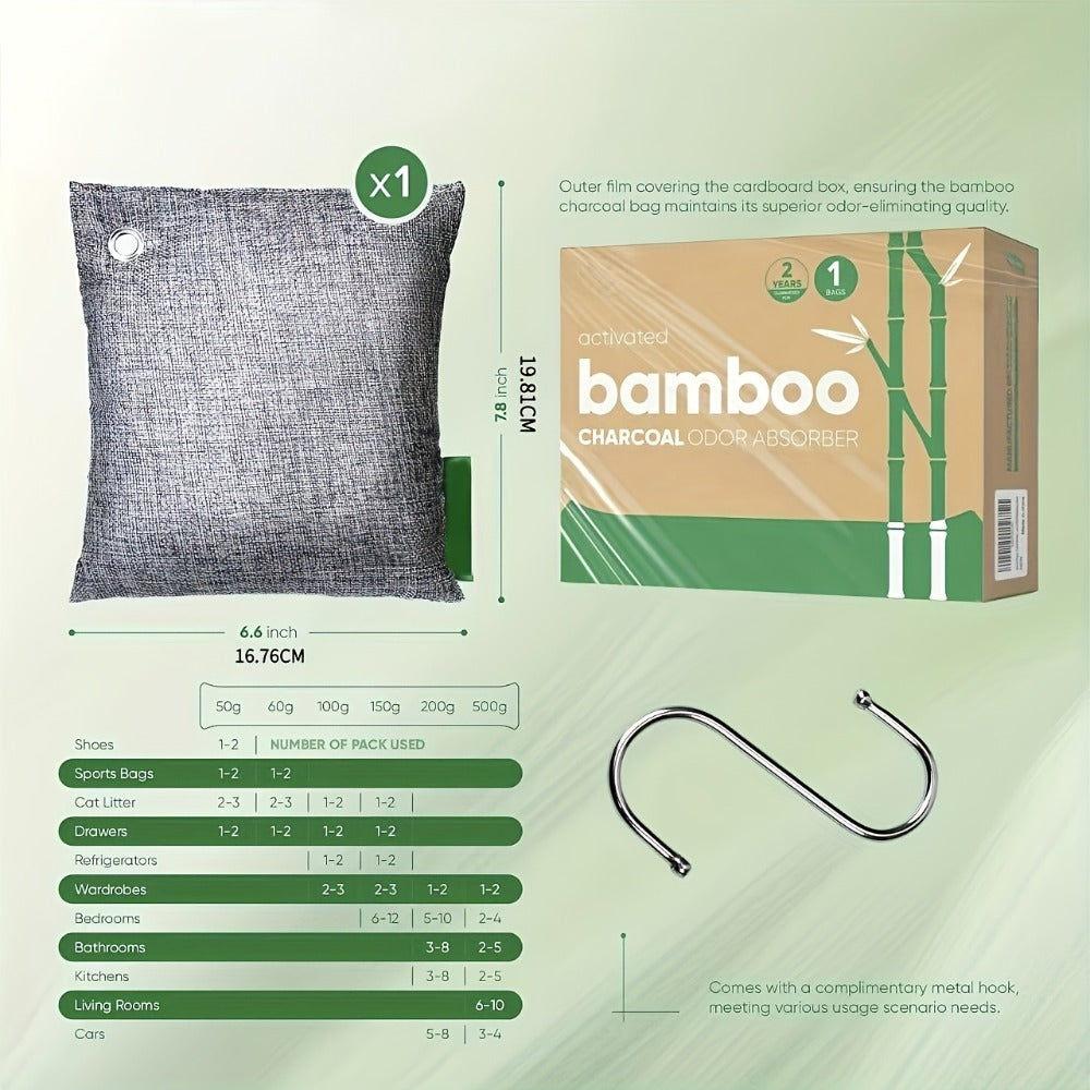 Bamboo Charcoal Air Purifying Bags Odor Absorber Eliminator for Home Car Closet Pet Smoke Room Deodorizer Activated Charcoal Bags Unscented 6 Grids 10 Packs