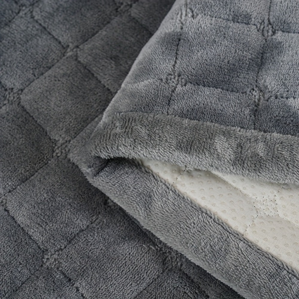 Sofa Cushion Cover Flannel Non-Slip Bohemian Style Soft Plush Couch Cover - Machine Washable Solid Color Slipcover for 2/3/4-Seater Sofa Living Room Bedroom Office, Coffee Gray White, Easy Care