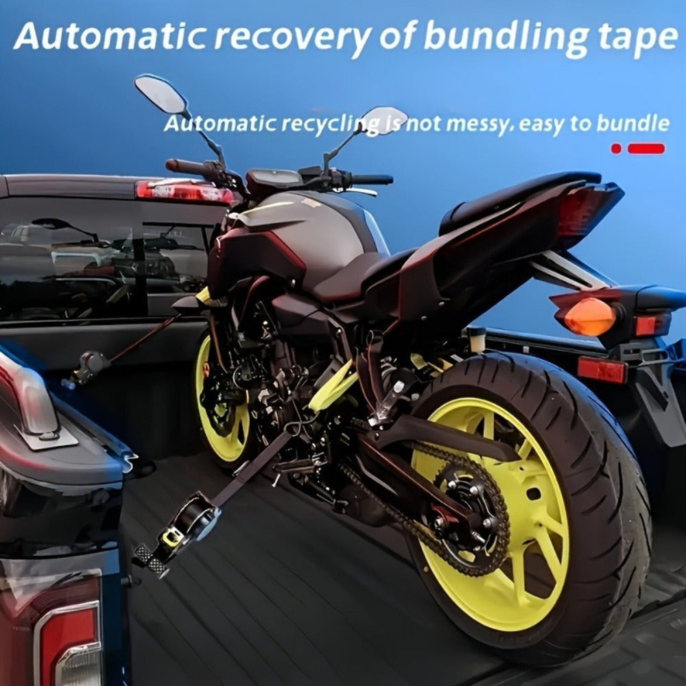 Self-Retracting Tie Down Straps 10 Feet Heavy Duty Ratchet Cargo Straps ¨C Auto Retract for Truck Trailer Motorcycle Moving & Appliances, 1pc or 2pc Pack