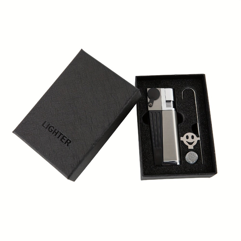 Folding Pipe Lighter Refillable 2-in-1 with Adjustable Flame, Metal-Crafted Durable Design, Gift Box Included ¨C Windproof Butane Lighter for Men, Outdoor, Christmas & Valentine¡¯s Day Gift