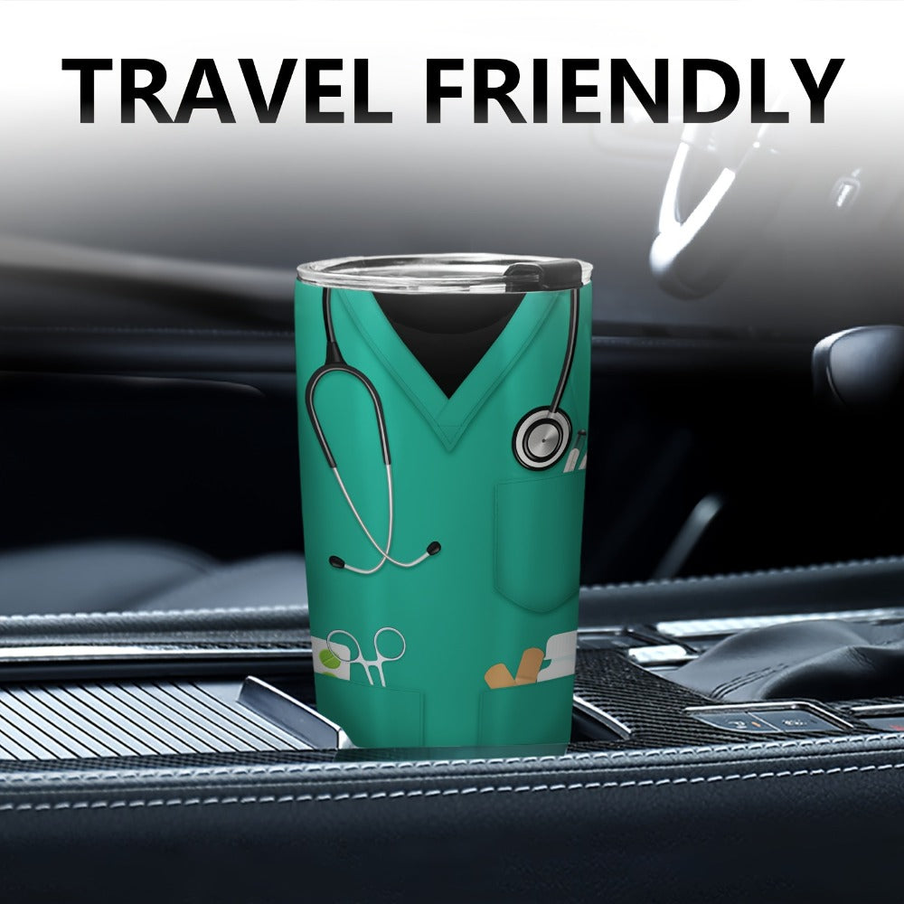 Nurse Tumbler 20oz Stainless Steel Double Wall Vacuum Insulated Travel Mug with Lid Leak-Proof Oval Water Bottle Funny Nurse Design Gift for Nurses Doctors Healthcare Workers Christmas Valentine Appreciation