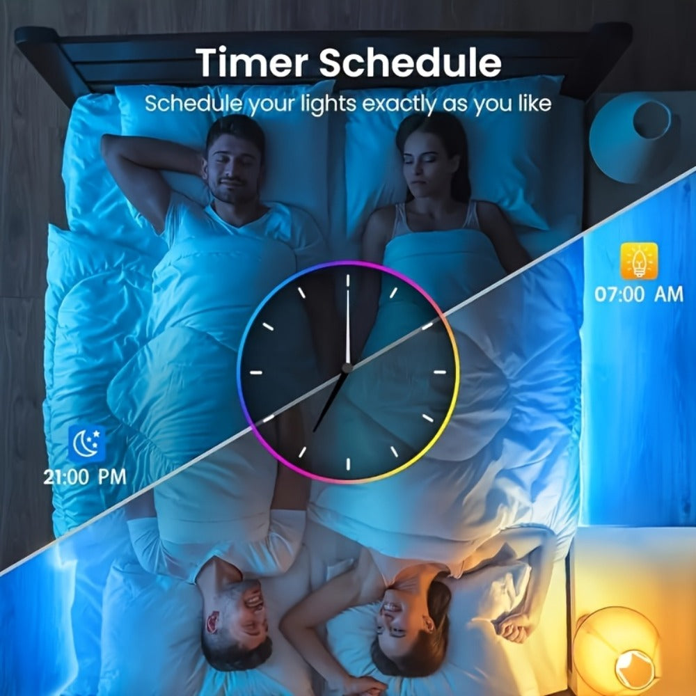 Color Changing LED Strip Lights 100FT with App Control & 44-Key Remote, 24V RGB Music Sync, Adjustable Brightness, Bedroom Kitchen Living Room Home Christmas Party Decoration with 24V Adapter Included
