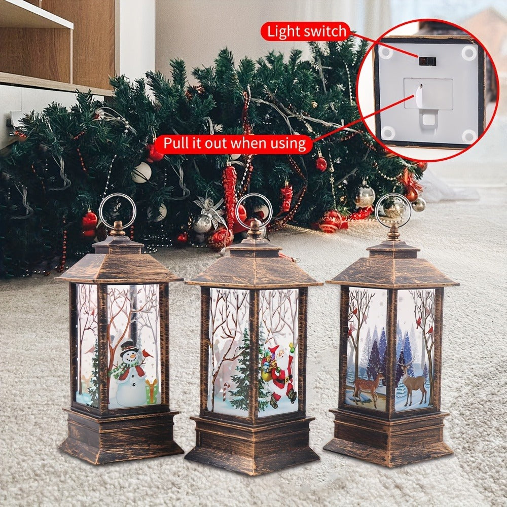 Christmas Lantern Candlestick Nightlight Set 3pcs ¨C Santa Snowman LED Table Decoration Light Battery Operated Holiday Home Decor