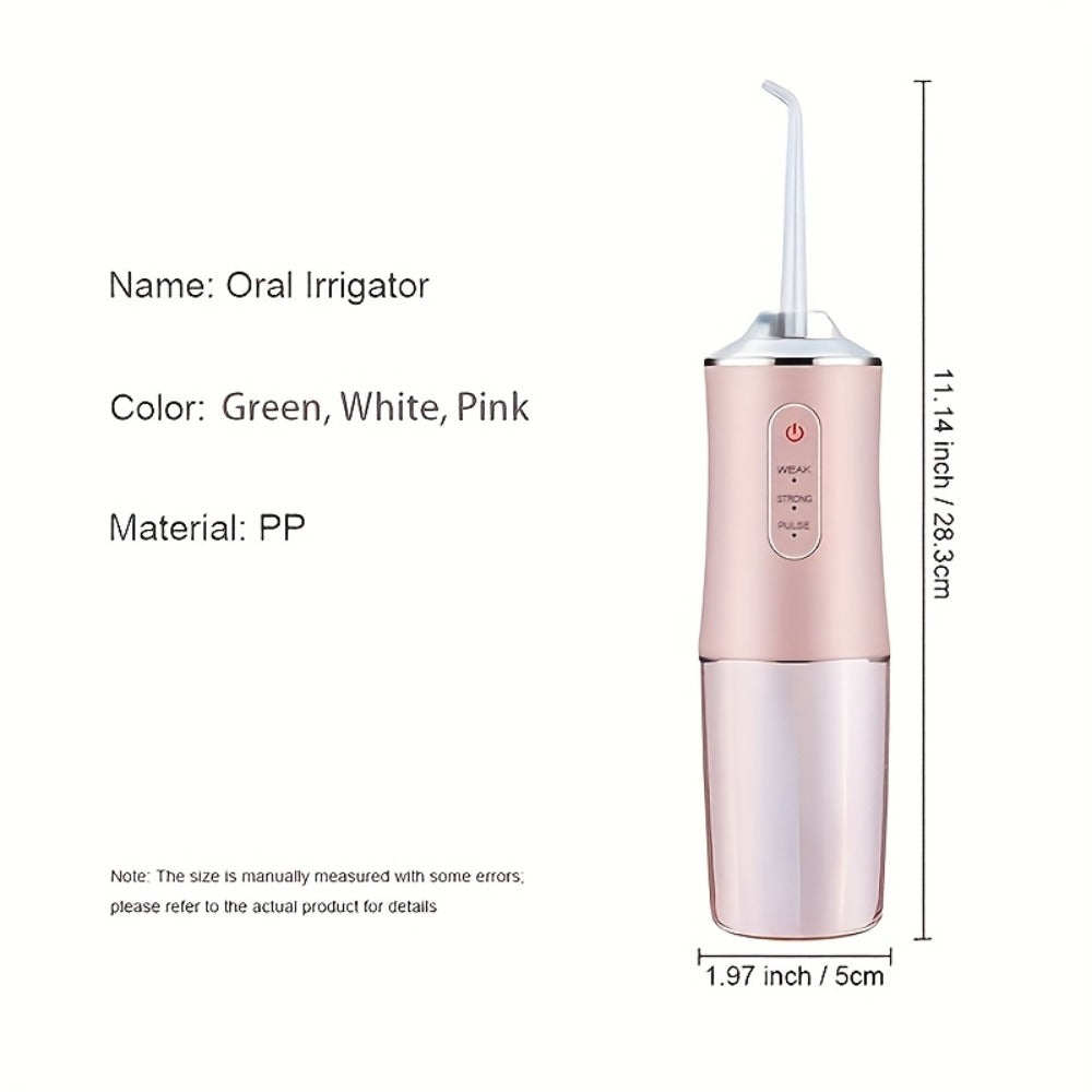 Cordless Oral Irrigator Water Flosser - 3-Mode Portable Electric Dental Cleaner with 4 Function Nozzles, Fully Automatic Oral Scrubber, Plaque Removal, USB Rechargeable, Travel-Friendly, Home Dental Care