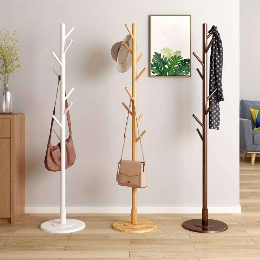 Coat Rack Freestanding Floor Standing - Vertical Clothes Hanger Stand for Bedroom Entryway Living Room Hallway, Heavy Duty Garment Rack for Suits Hats Bags Ties Belts, Easy Assembly No Tools Required