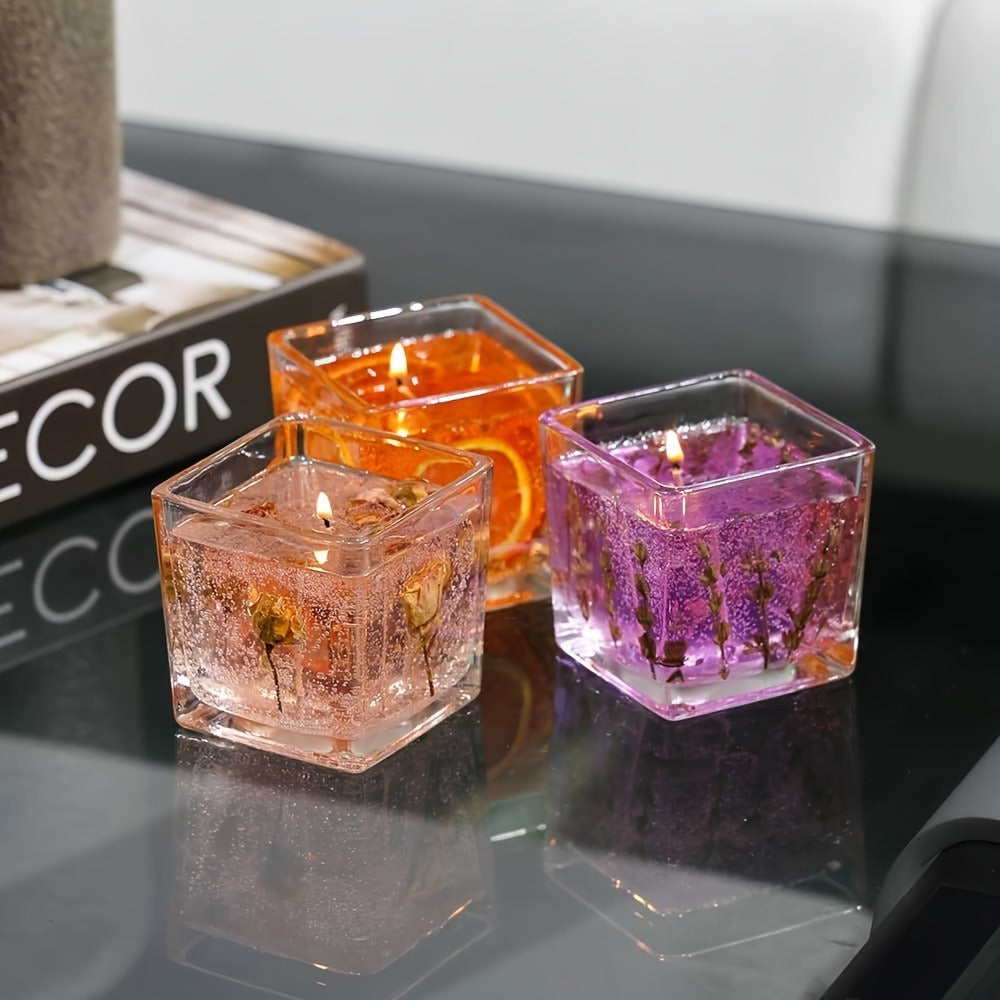 Floral Scented Candle 550g with True Flower Inlay ¨C Large Botanical Candle in Glass Jar, Rose & Lavender Fragrance, Luxury Aromatherapy Home Decor, Perfect Birthday & Gift Candle for Women