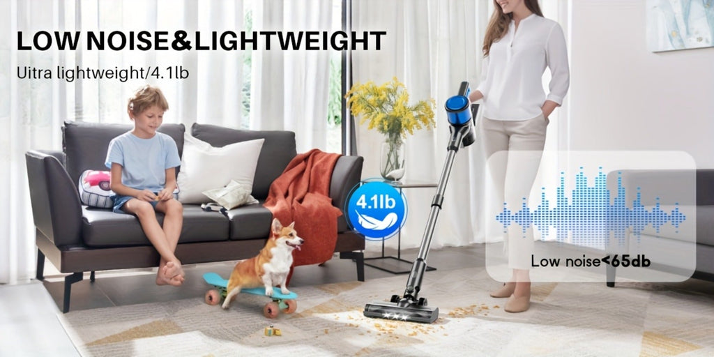 Cordless Stick Vacuum Cleaner 56-68Kpa ¨C Lightweight 8-in-1 Handheld Vacuum with Rechargeable Battery, 45 Min Runtime for Hard Floors, Carpets & Pet Hair