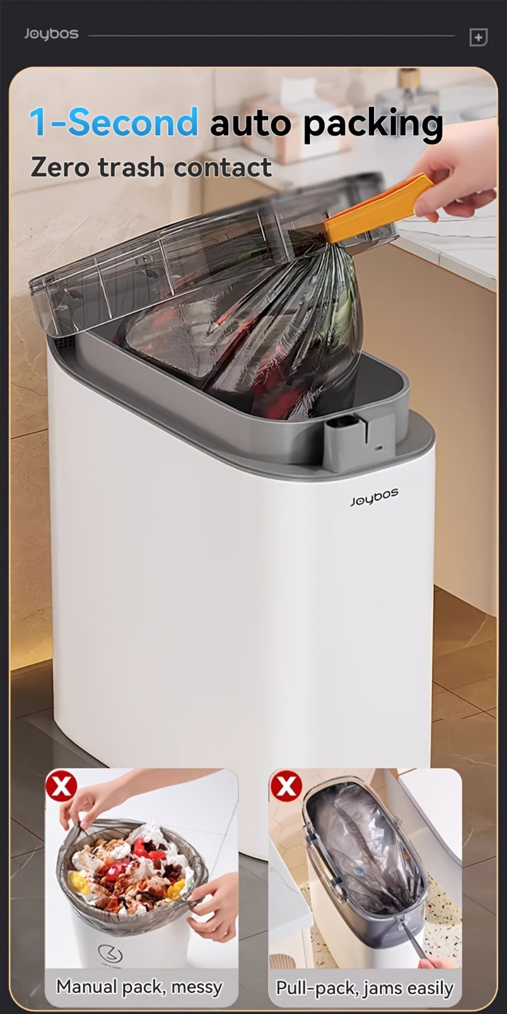 Automatic Sensor Trash Can Self-Emptying 3.8 Gallon with Drawstring Bags - Hands Free Infrared Smart Waste Bin for Bathroom Kitchen Bedroom Office Dorm Room
