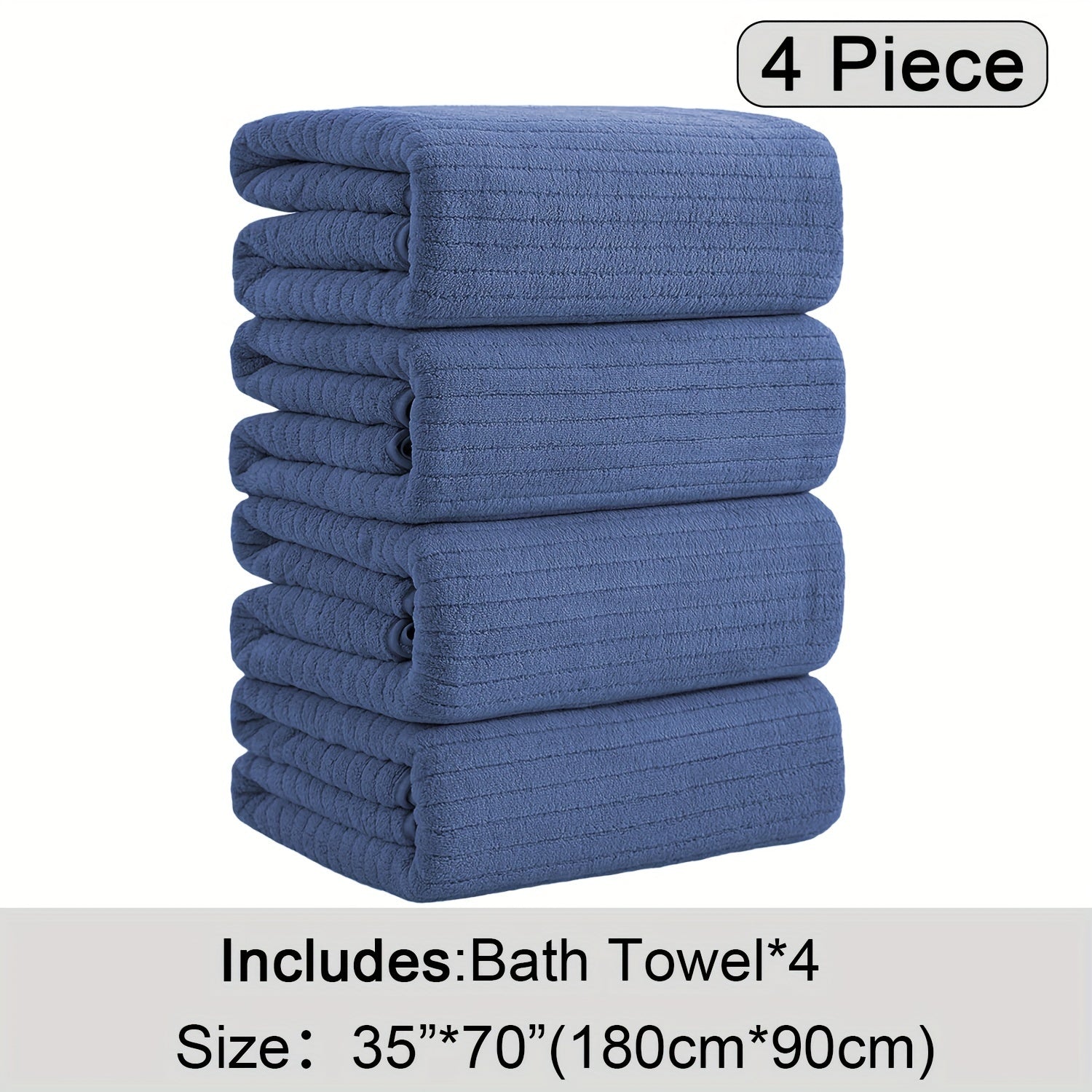 Bath Towels Set 4 Pack 35x70 Inch Oversized Extra Large - Microfiber Super Absorbent Quick Dry XL Bath Sheet Soft Bathroom Towels | 13 Colors | Family Hotel Spa Shower Towel Set Coastal Style