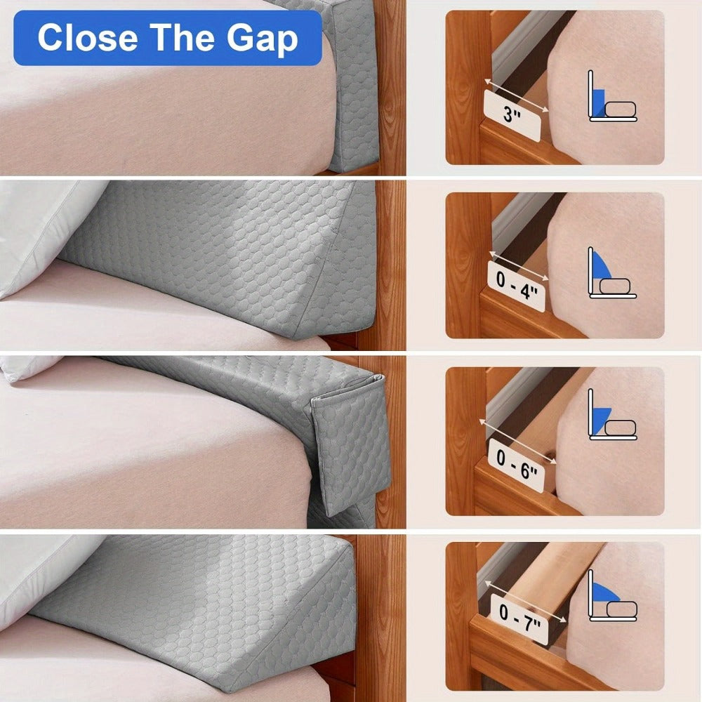 Bed Wedge Pillow Bed Gap Filler - Memory Foam Mattress Wedge Headboard Pillow for Sleeping, Backrest & Post-Surgery Support