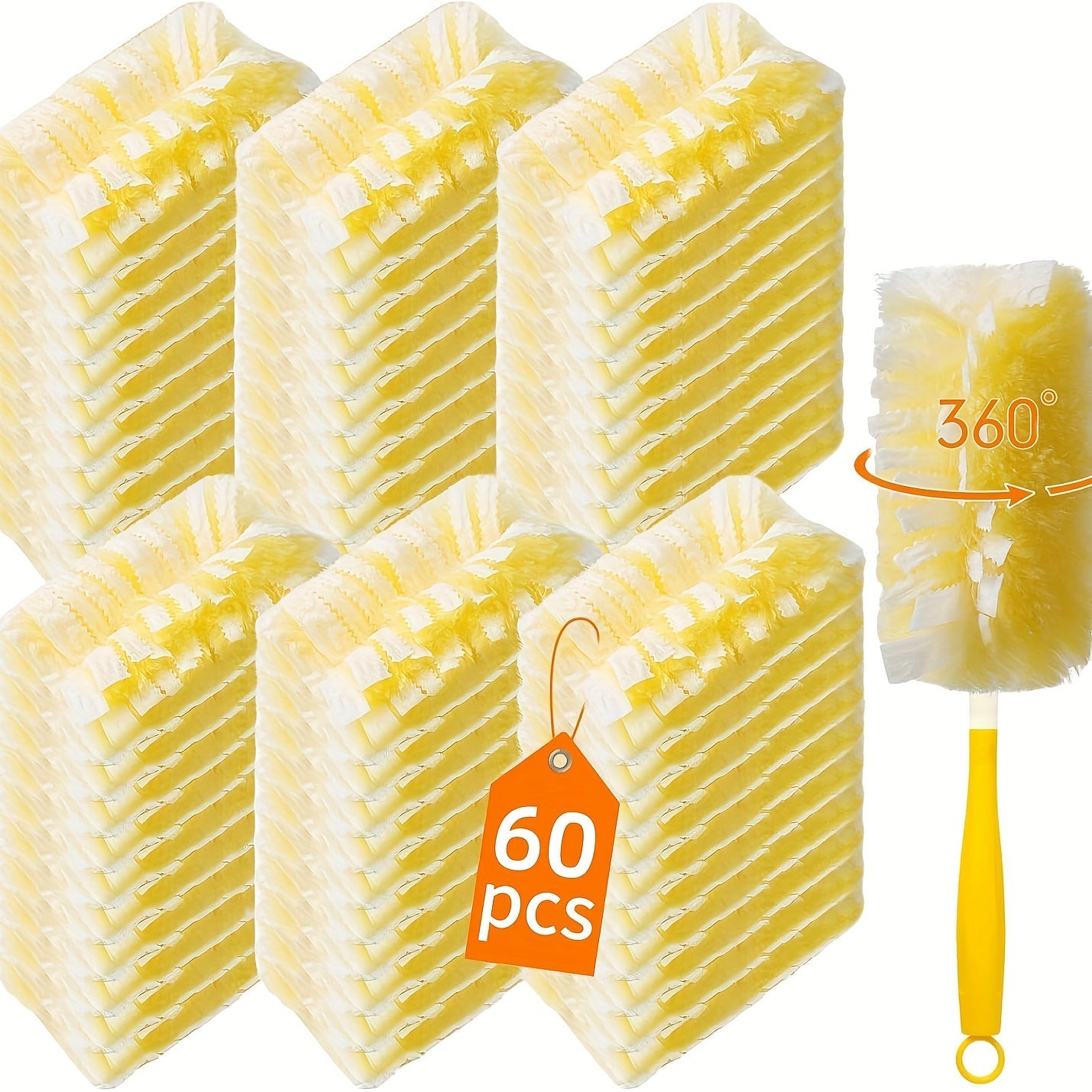 Duster Refills 360 Degree Electrostatic Microfiber Disposable Dusting Refills with Handle Compatible with Swiffer Duster for Furniture Clothing Glassware Electronics Multi-Surface 28 60 120 Count