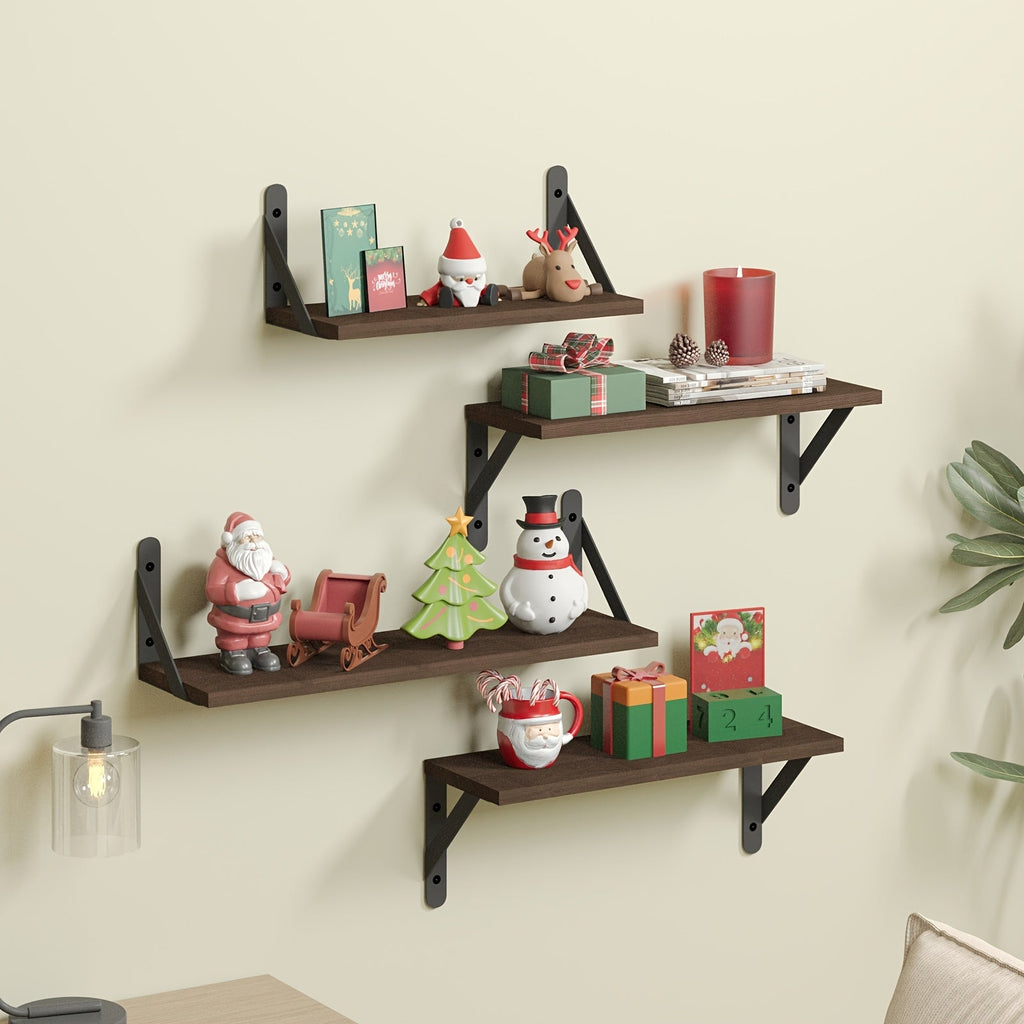 Floating Shelves Wall Mounted 4-Pack ¨C Decorative Wall Shelves for Bedroom, Living Room, Bathroom & Plants, Home Storage Display Shelf for Books, Decor & Accessories, 4 Color Options