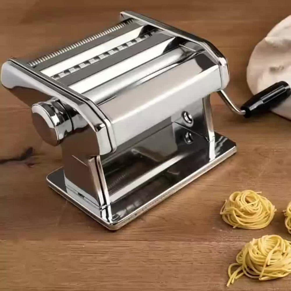 Pasta Maker Machine Manual 9 Adjustable Thickness Settings Stainless Steel Pasta & Noodle Cutter for Spaghetti Fettuccine Lasagna Dumpling Wrappers - Durable Hand Crank Kitchen Tool for Homemade Pasta
