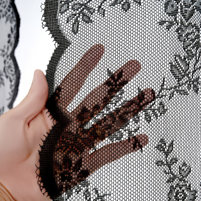 Sheer Lace Curtains 2 Panels Bohemian Floral Semi-Transparent Rod Pocket Window Curtains for Living Room Bedroom All Seasons