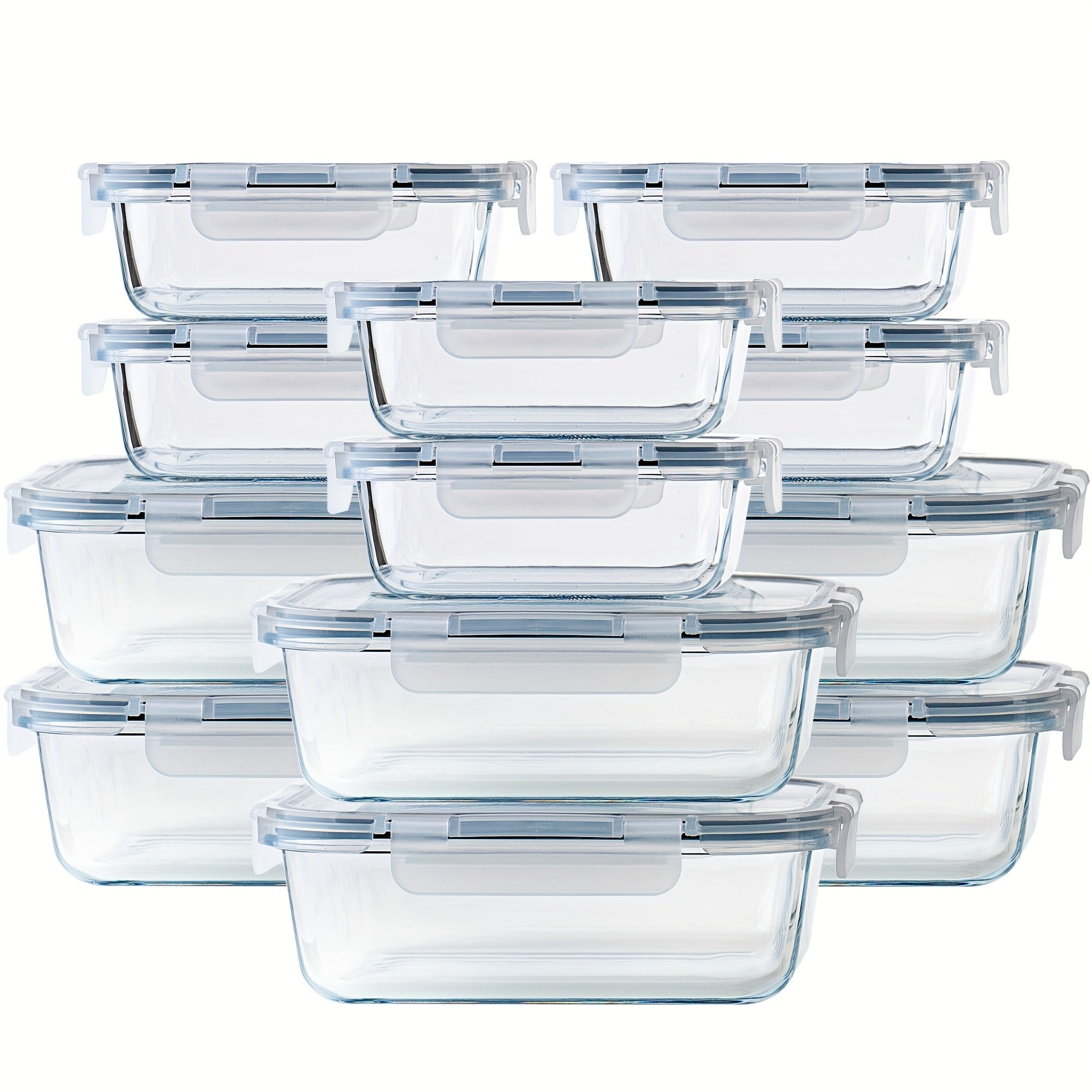 Glass Food Storage Containers with Airtight Lids - Borosilicate Glass Meal Prep Containers Set, Microwave Dishwasher Freezer Safe, BPA Free, Leak Proof Lunch Containers for Kitchen