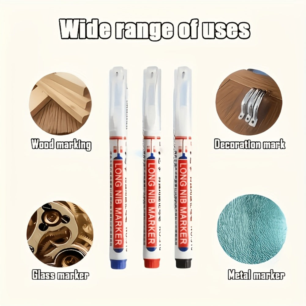 Deep Hole Marking Pens 29 Pack ¨C Long Point Oil-Based Woodworking Markers, Multi-Color Red Blue Black Pencils for Wood, Ceramic, Tile & Bathroom Installation, Carpenter Marking Tool Set
