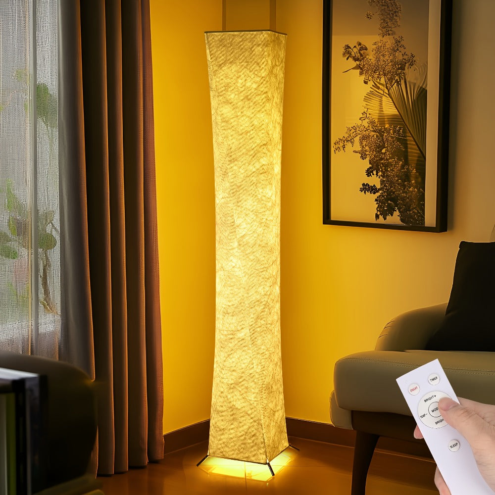 LED Floor Lamp 52 Inch Modern ¨C Adjustable 3000K Warm Light with Remote Control, USB Port, Matte Metal Finish & Tyvek Shade for Bedroom, Living Room & Game Room Space Decor