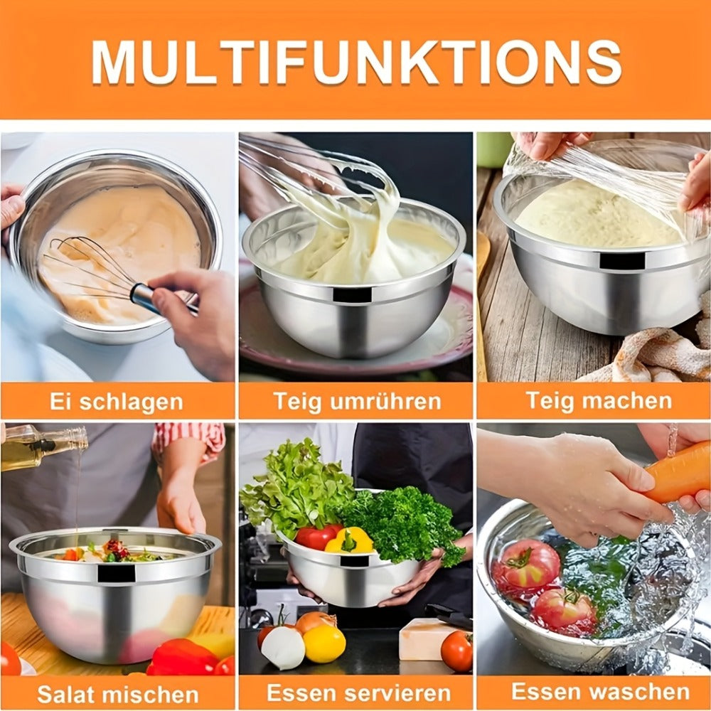 Stainless Steel Mixing Bowls with Airtight Lids Set of 14 Seven Nesting Bowls 0.7 to 4.5QT for Mixing Serving Salad Food Prep Kitchen Storage