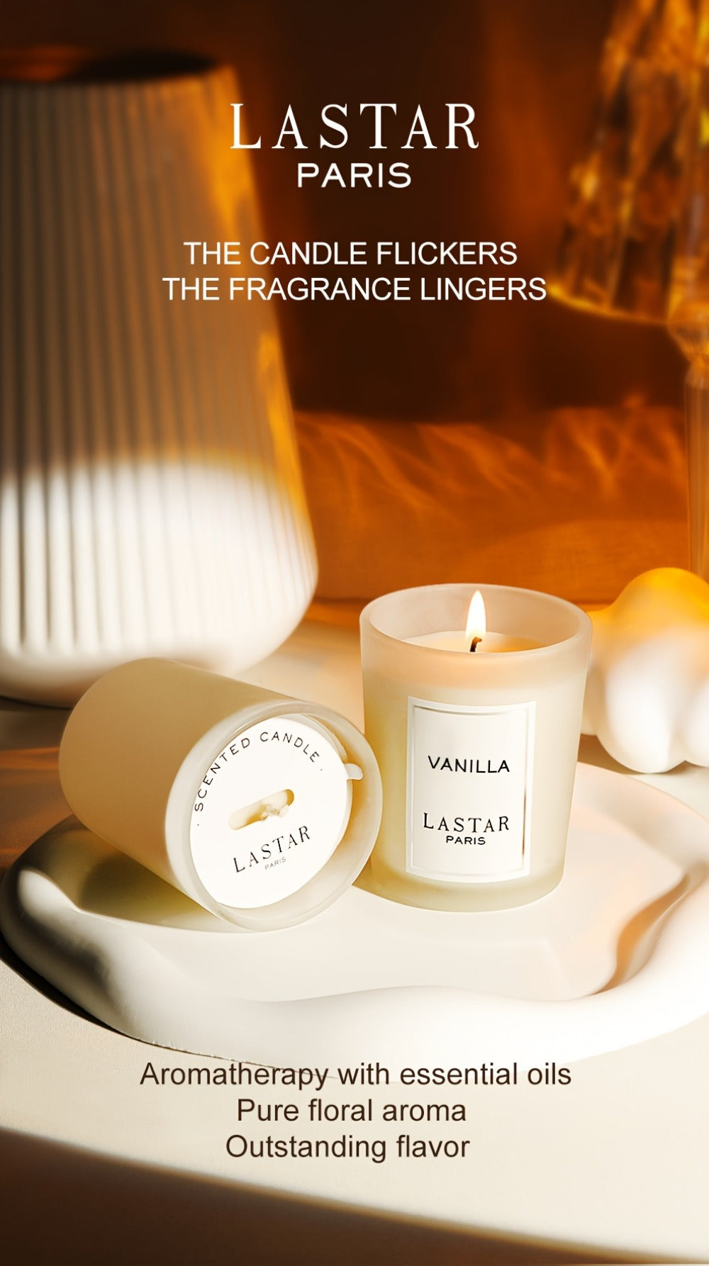 Vanilla Scented Soy Wax Candle in Frosted Glass Jar 70g - Single Wick Smokeless Clean Burn 8-12 Hour for Bedroom Living Room Ambiance Relaxation Valentine's Day Gift Home Decor