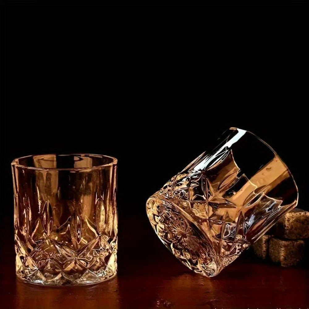 Whisky & Wine Glass Set with Cooling Stones, Ice Tong & Bartender Kit ¨C Portable Bar Accessories for Luxurious Drinking Experience, No Electricity Needed