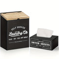 Magnetic Lint Holder & Dryer Sheet Dispenser 2-Pack, Farmhouse Wooden Lint Trash Can with Lid for Dryer, Wall Mount Dryer Sheet Box Organizer for Laundry Room Decor, Magnetic Laundry Organizer Set