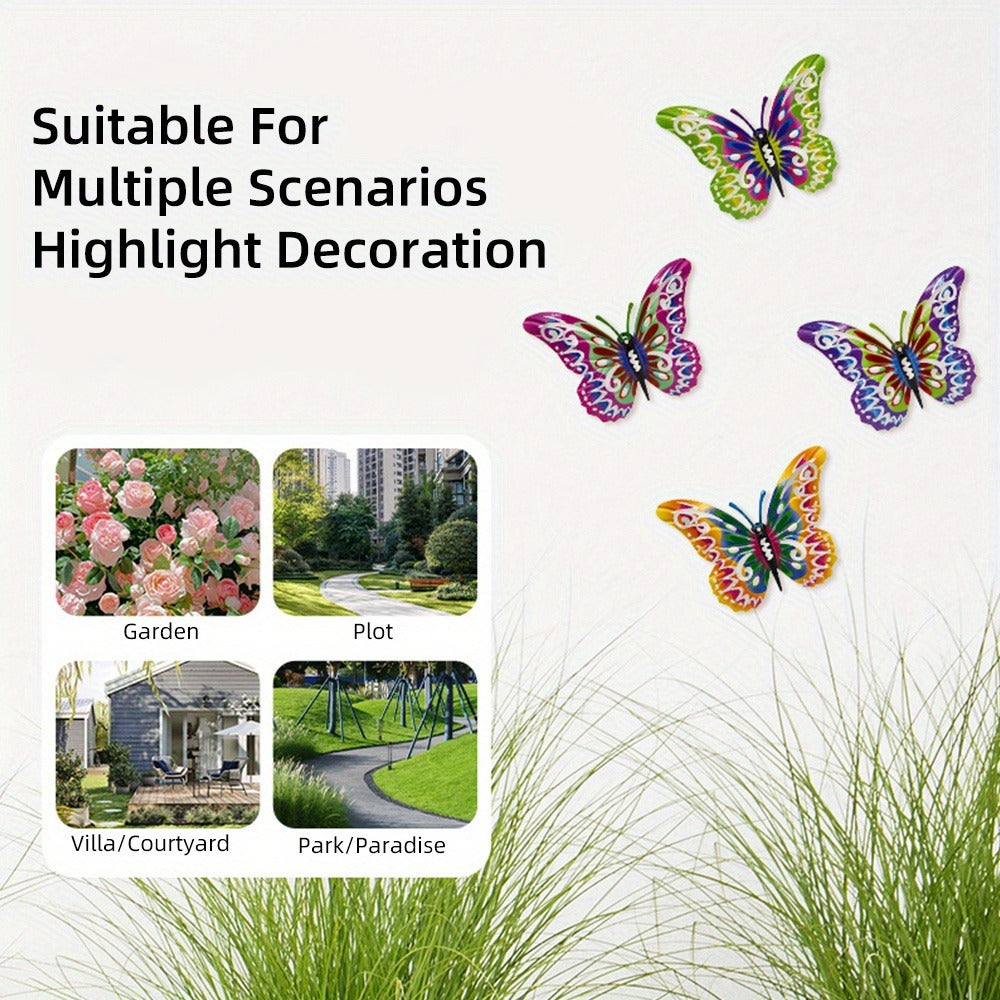 Metal Butterfly Wall Decor Set of 8 Colorful 3D Butterfly Garden Decorations for Fence Patio Courtyard Outdoor Wall Art Indoor Home Decor All Season Holiday Gift for Mom Dad